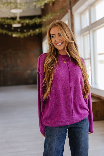 Front Seam Sweater in Light Plum