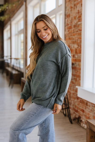 Front Seam Sweater in Ash Jade