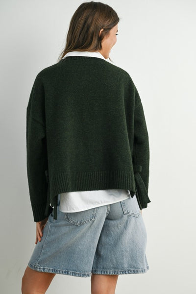Olive Bow Hem Sweater