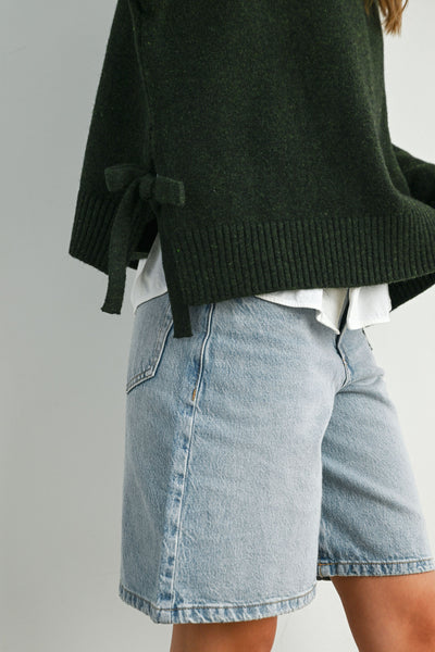 Olive Bow Hem Sweater