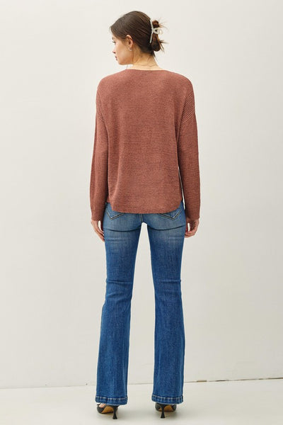 Clay Ribbed Knit Sweater