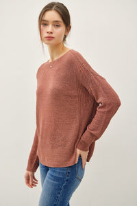 Clay Ribbed Knit Sweater