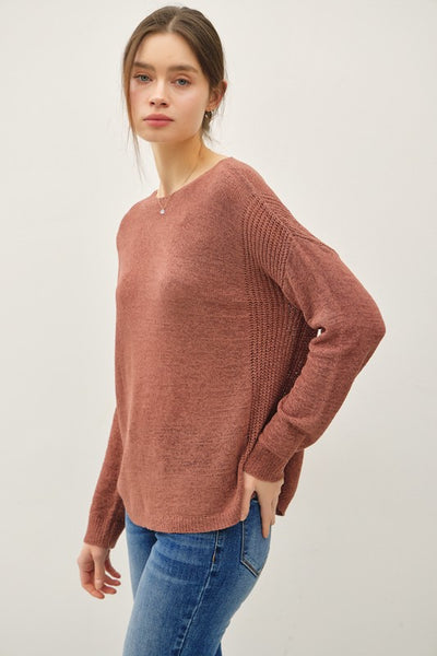 Clay Ribbed Knit Sweater