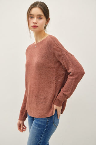 Clay Ribbed Knit Sweater