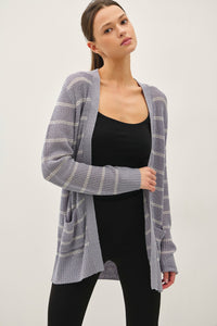Slate Blue Striped Cardigan