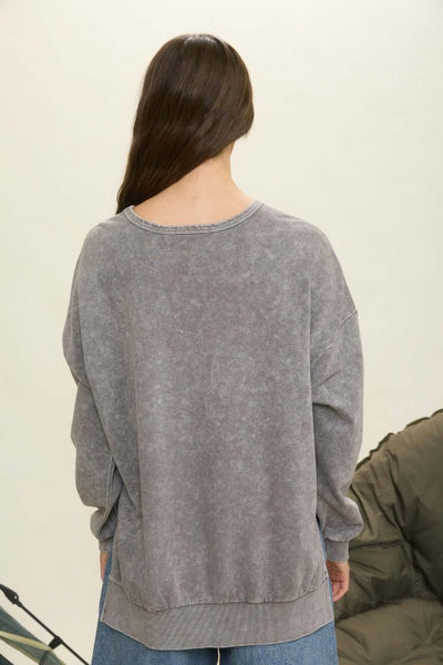 Charcoal Washed Side Split Top