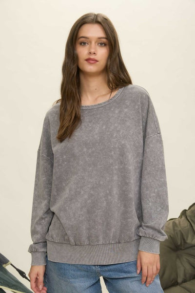 Charcoal Washed Side Split Top