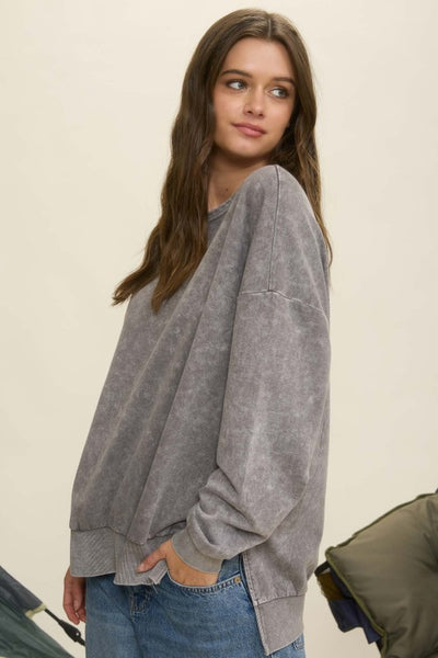 Charcoal Washed Side Split Top