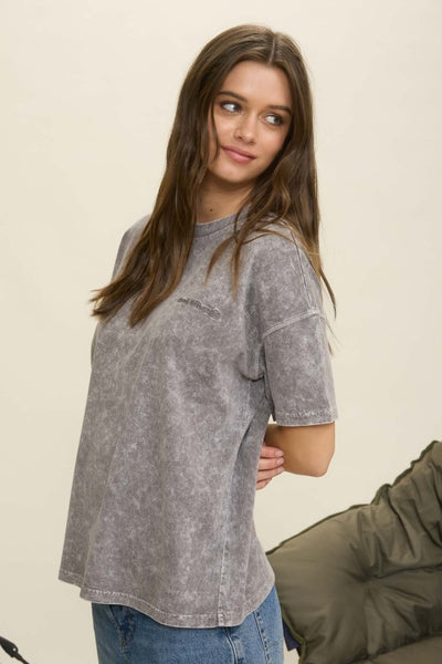 Charcoal Good Vibes Mineral Wash Tee