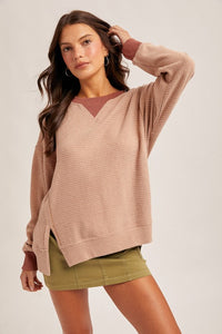 Rust Brushed Thermal Oversized Pullover