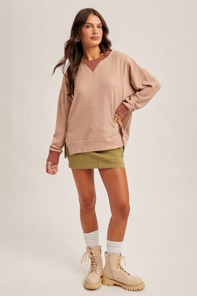 Rust Brushed Thermal Oversized Pullover