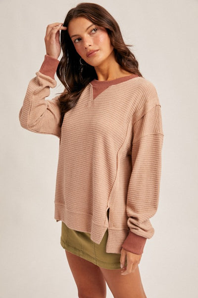 Rust Brushed Thermal Oversized Pullover