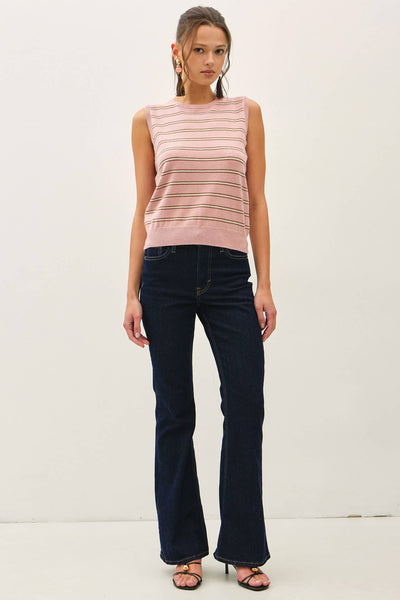 Pink Striped Sweater Tank