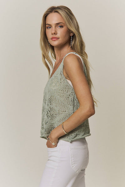 Sage Open Knit Tank Top