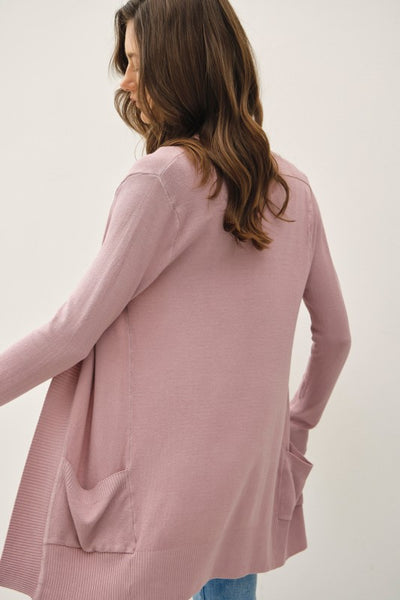 Mauve Open Front Cardigan