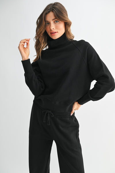 Black Malibu Raglan Turtleneck