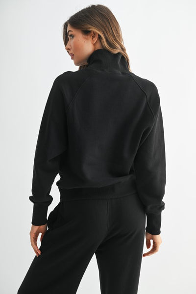 Black Malibu Raglan Turtleneck