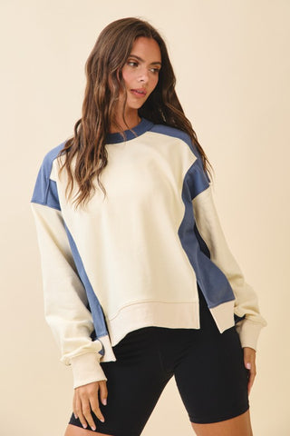 Pineapple & Navy Color-Block Sweatshirt