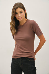 Brown Ultra Soft Basic Short Sleeve Top