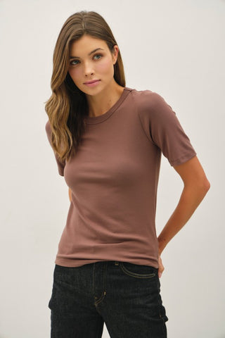 Brown Ultra Soft Basic Short Sleeve Top