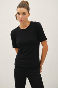 Black Ultra Soft Basic Short Sleeve Top