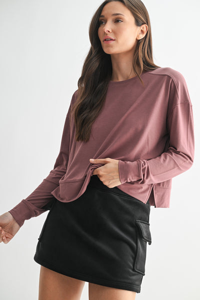 Rose Taupe Easy Edge Boxy Long Sleeve