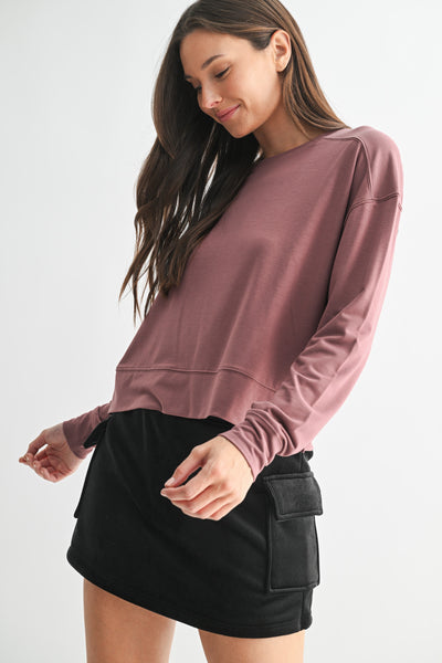 Rose Taupe Easy Edge Boxy Long Sleeve