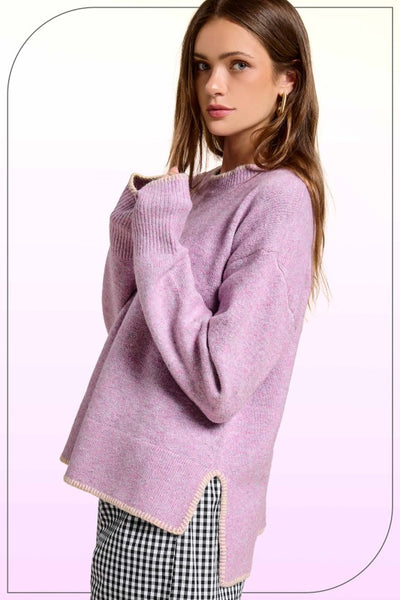 Mulberry Sweater With Stitching