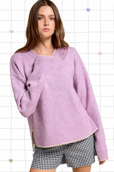 Mulberry Sweater With Stitching