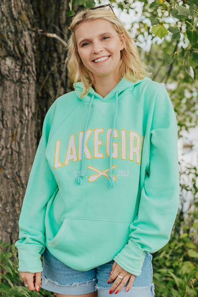 LakeGirl Sanded Fleece Hooded Sweatshirt in Mint