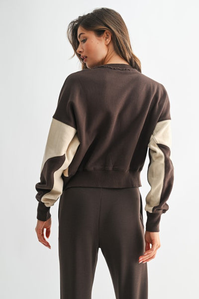 Espresso & Cream Color-Block Sweatshirt