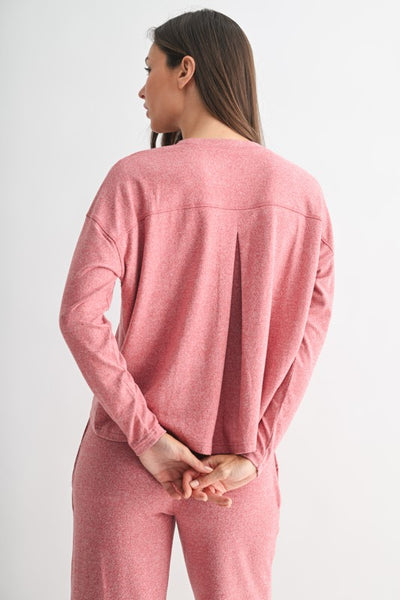 Garnet Red Brushed Hacci Long Sleeve Top