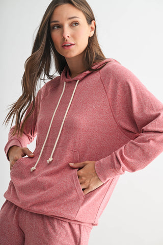 Garnet Red Brushed Hacci Lounge Hoodie