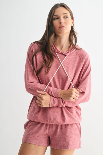 Garnet Red Brushed Hacci Lounge Hoodie