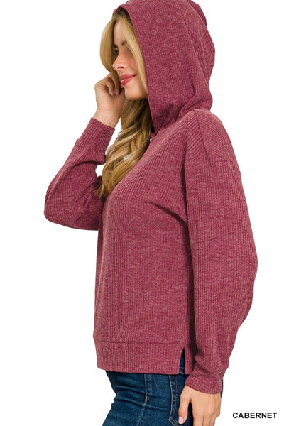 Cabernet Ribbed Hooded Pullover