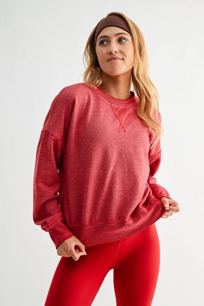 Garnet Red Burned Out Crewneck Sweatshirt