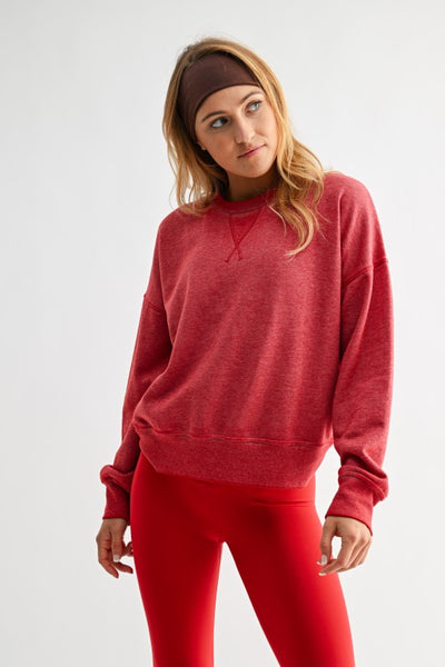 Garnet Red Burned Out Crewneck Sweatshirt