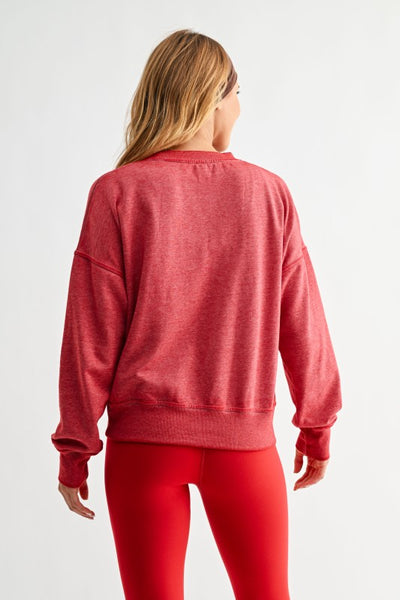 Garnet Red Burned Out Crewneck Sweatshirt