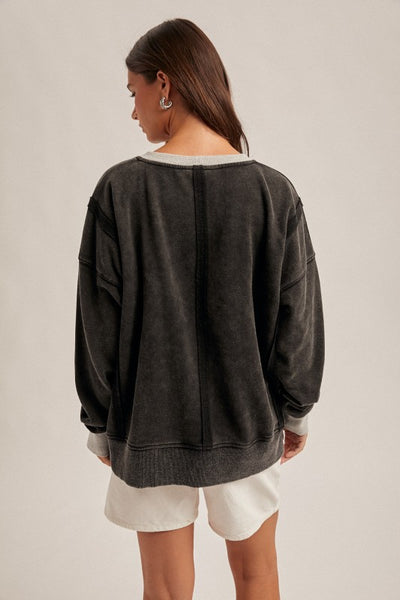 Black Snow Wash Oversized Sweatshirt