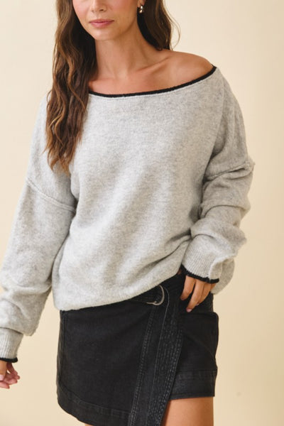 Grey Cozy Knit Pullover