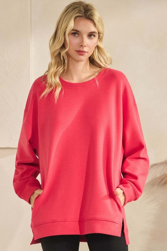 Winterberry Cotton Scuba Pocket Pullover