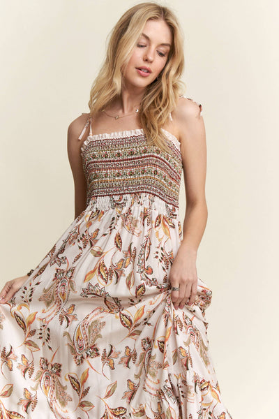 Ivory Boho Paisley Maxi Dress