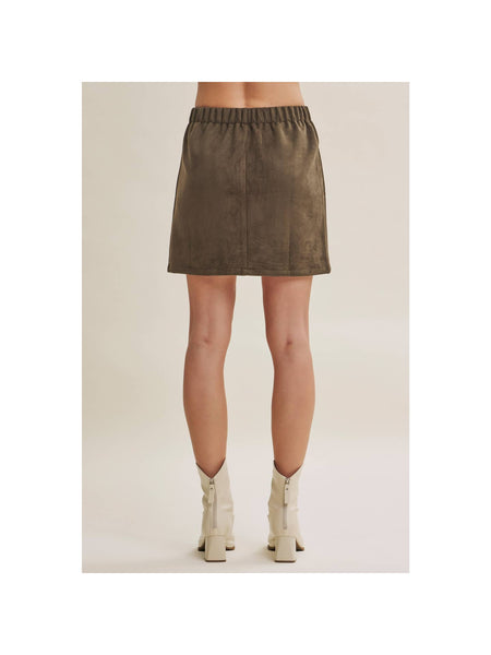 Olive Vegan Suede Mini Skirt