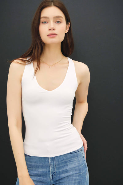 Off White Soft Core Full Length Tank Top