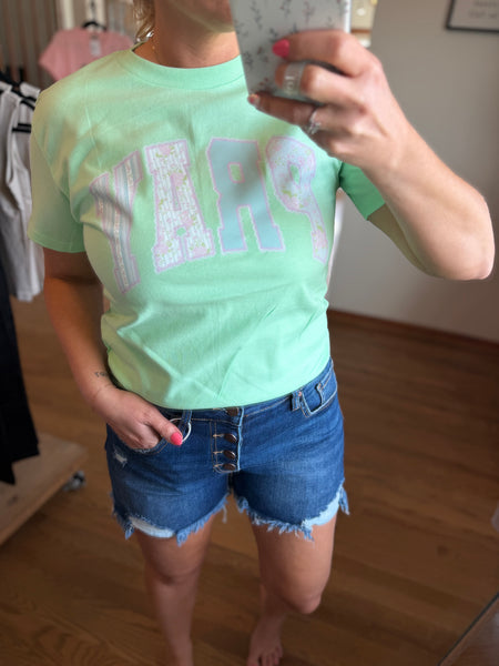 Risen Mid-Rise Button Fly Denim Shorts