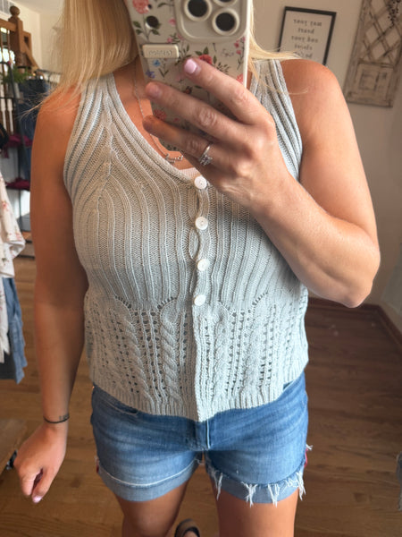 Light Blue Sweater Tank Top