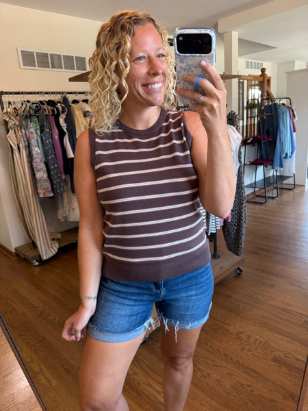 Chocolate Striped Sweater Tank