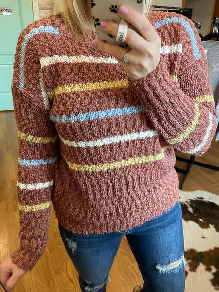 Marsala Striped Sweater