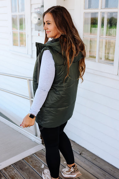 Olive Longline Padded Vest