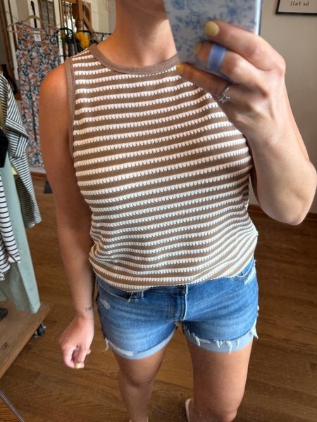 Latte Textured Knit Tank Top
